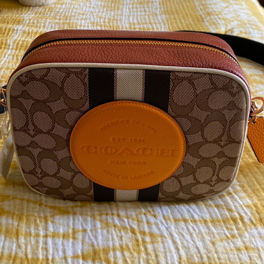 Coach Signature Jacquard Dempsey Crossbody Khaki Sunbeam
